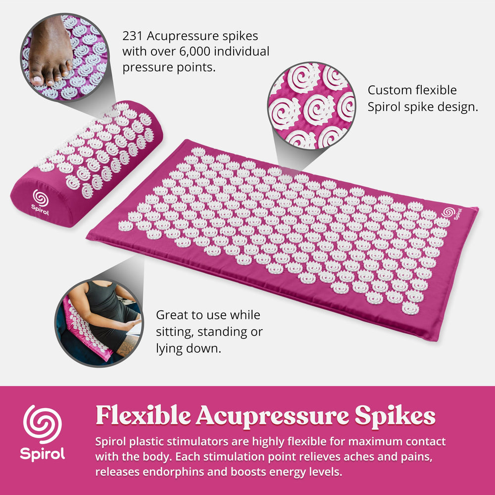 Spirol acupressure mat and pillow bundle for home use