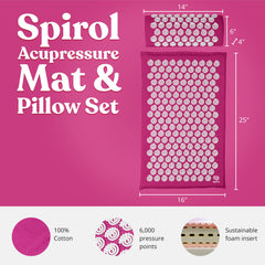Mat and pillow dimensions: 25\" x 16\" x 1\" and 14\" x 6\" x 4\"