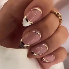 SPLOCUDU gold-line french-tip nails for quick chic manicure