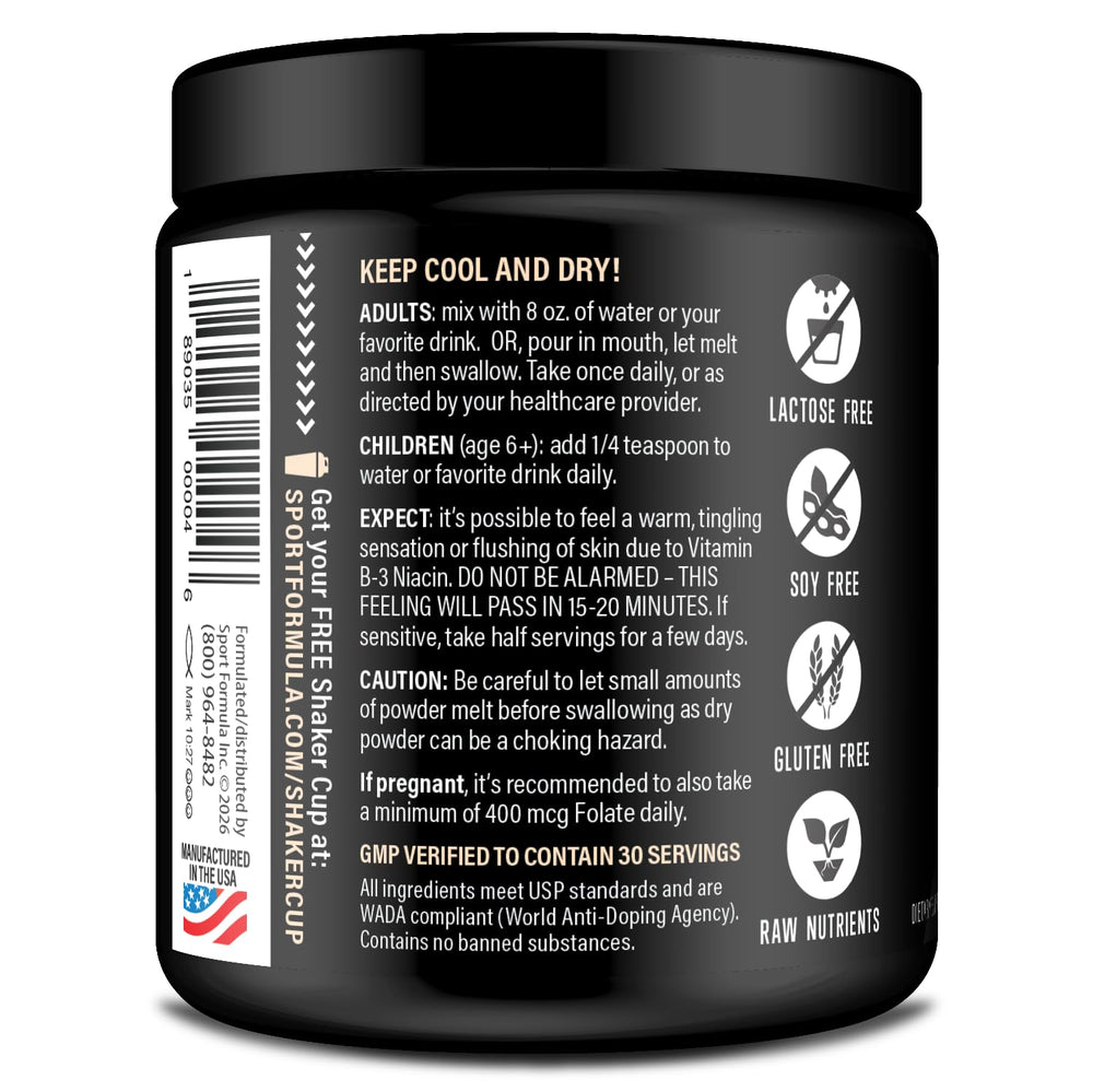 Sport Formula 99 portable pack illustrates easy dose anywhere.