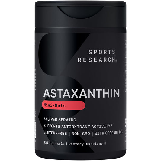 Sports Research Astaxanthin 6mg bottle label on white background