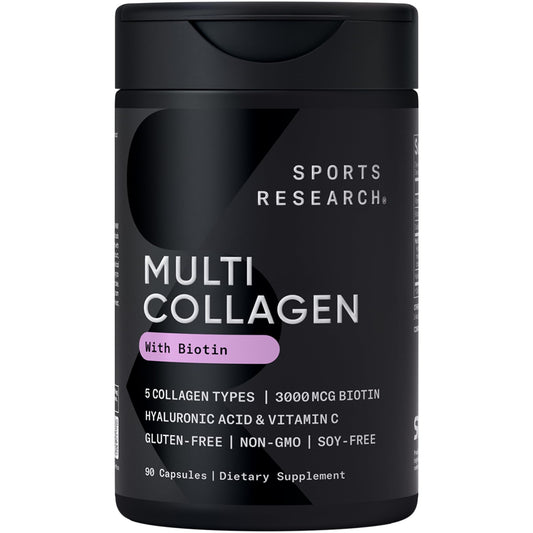 Sports Research Biotin-Infused Collagen Peptides Complex bottle