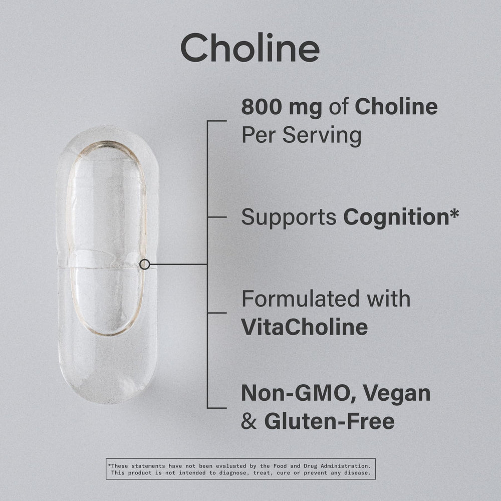 Sports Research Choline 800 mg bottle back with nutrition facts