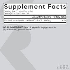 VitaCholine feature highlight on Choline bottle