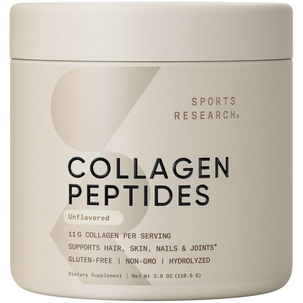 Hero shot of Sports Research Collagen Peptides bottle