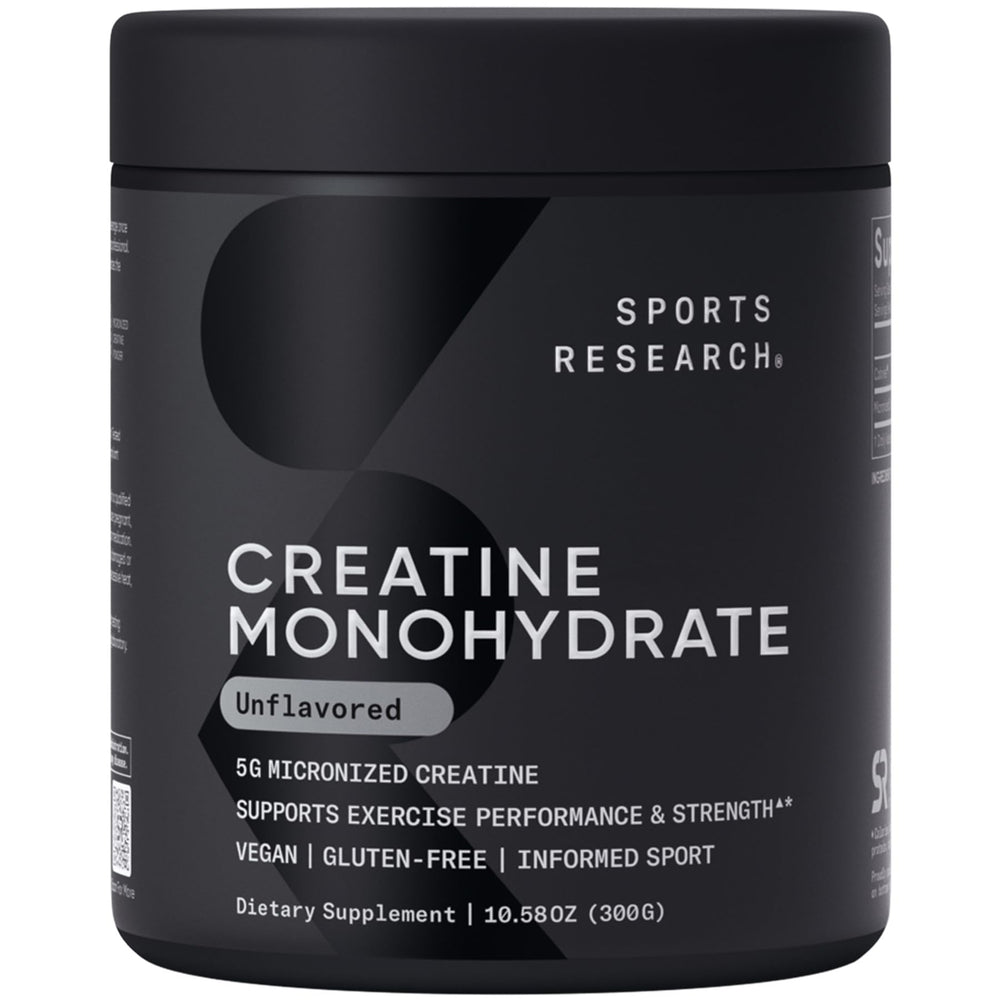 Sports Research Creatine Monohydrate bottle with label