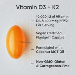 Close-up of D3 + K2 softgels