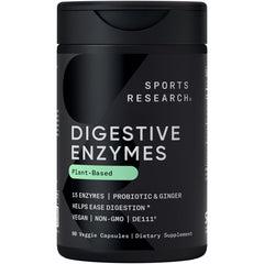 Sports Research Digestive Enzymes with Probiotics & Ginger - 90 Veggie Capsules - Hero image