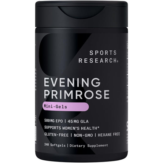 Sports Research Evening Primrose Oil bottle with 240 liquid softgels