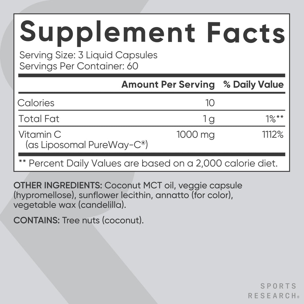 Bottle of Sports Research Liposomal Vitamin C 1000 mg