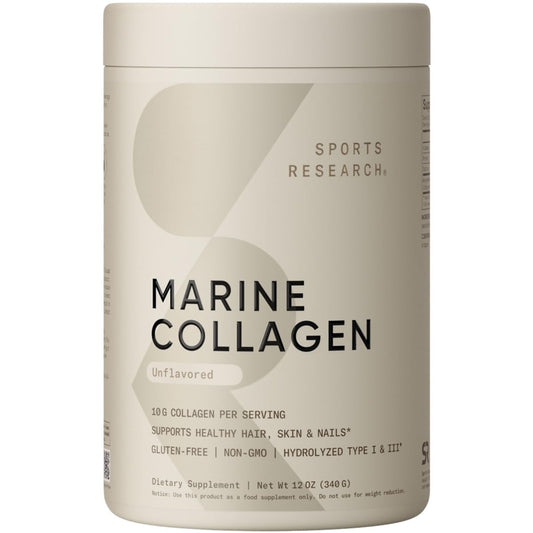 Sports Research Marine Collagen Peptides Powder bottle with wild-caught fish source