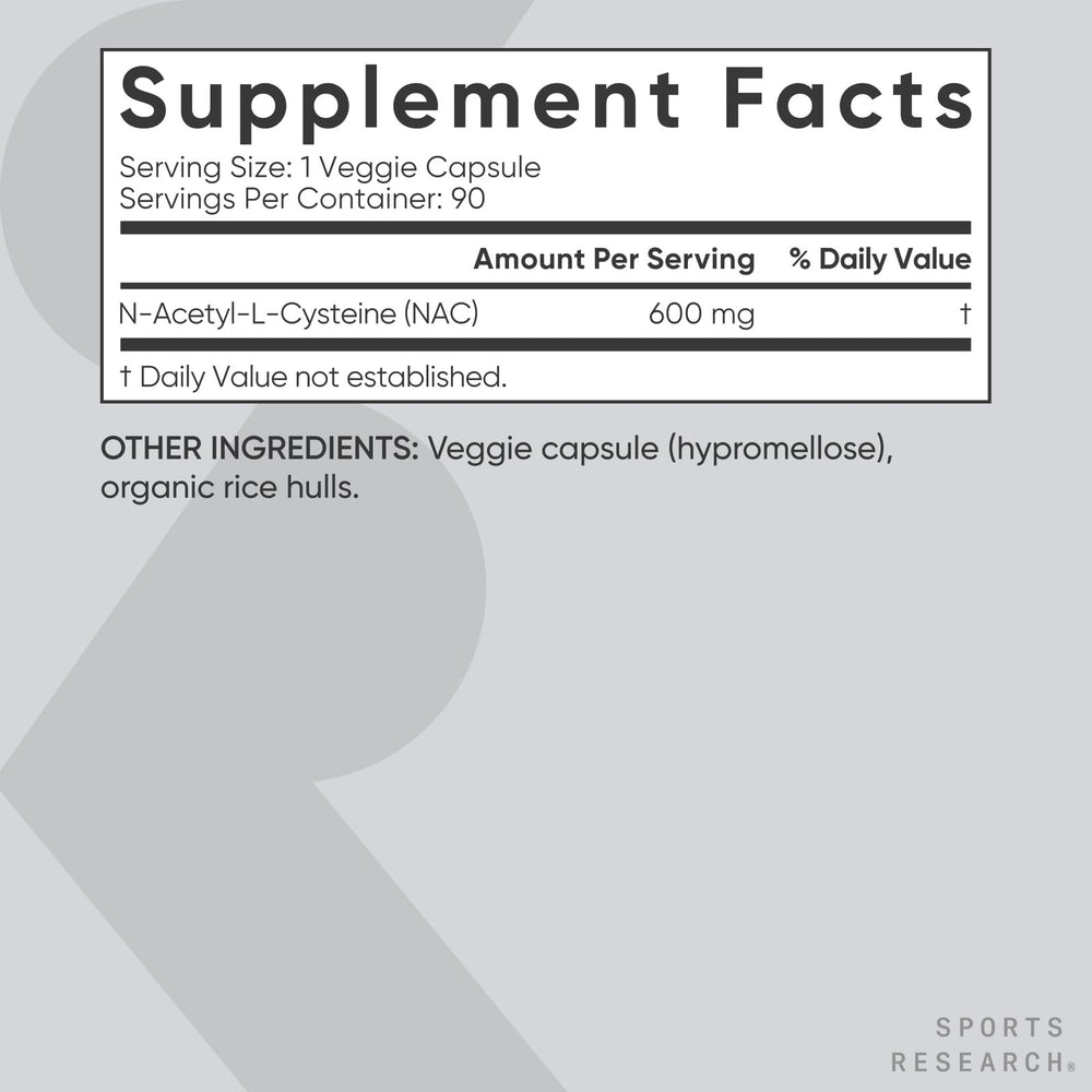 Sports Research NAC 600mg bottle in box