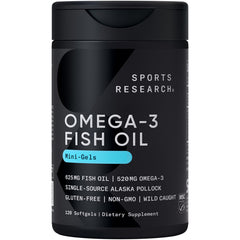 Sports Research Omega-3 Mini Softgels bottle and capsules