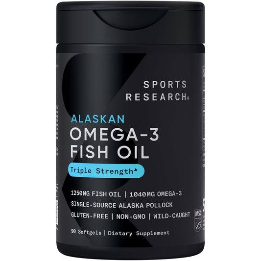 Front view of Sports Research Omega-3 Burpless Fish Oil bottle