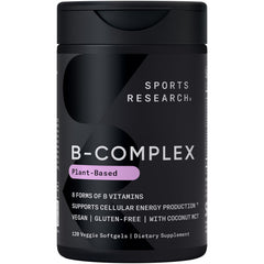 Sports Research Vitamin B-Complex bottle front label showing full spectrum B vitamins