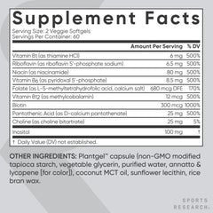 Veggie softgels in bottle highlighting gluten-free, non-GMO status