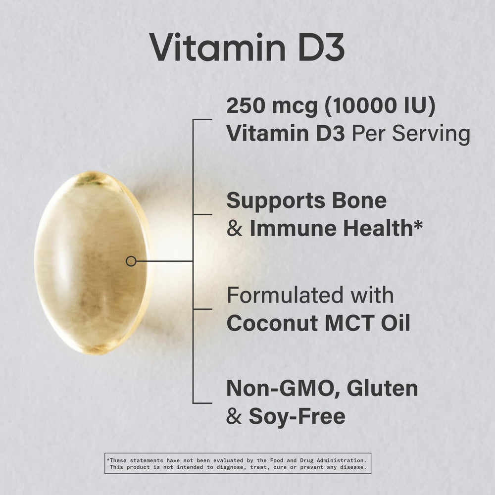 Close-up of Sports Research Vitamin D3 10,000 IU bottle label