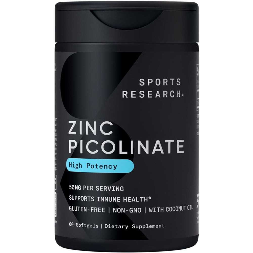 Hero image of Sports Research Zinc Picolinate 50mg with Organic Coconut Oil and 60 softgels