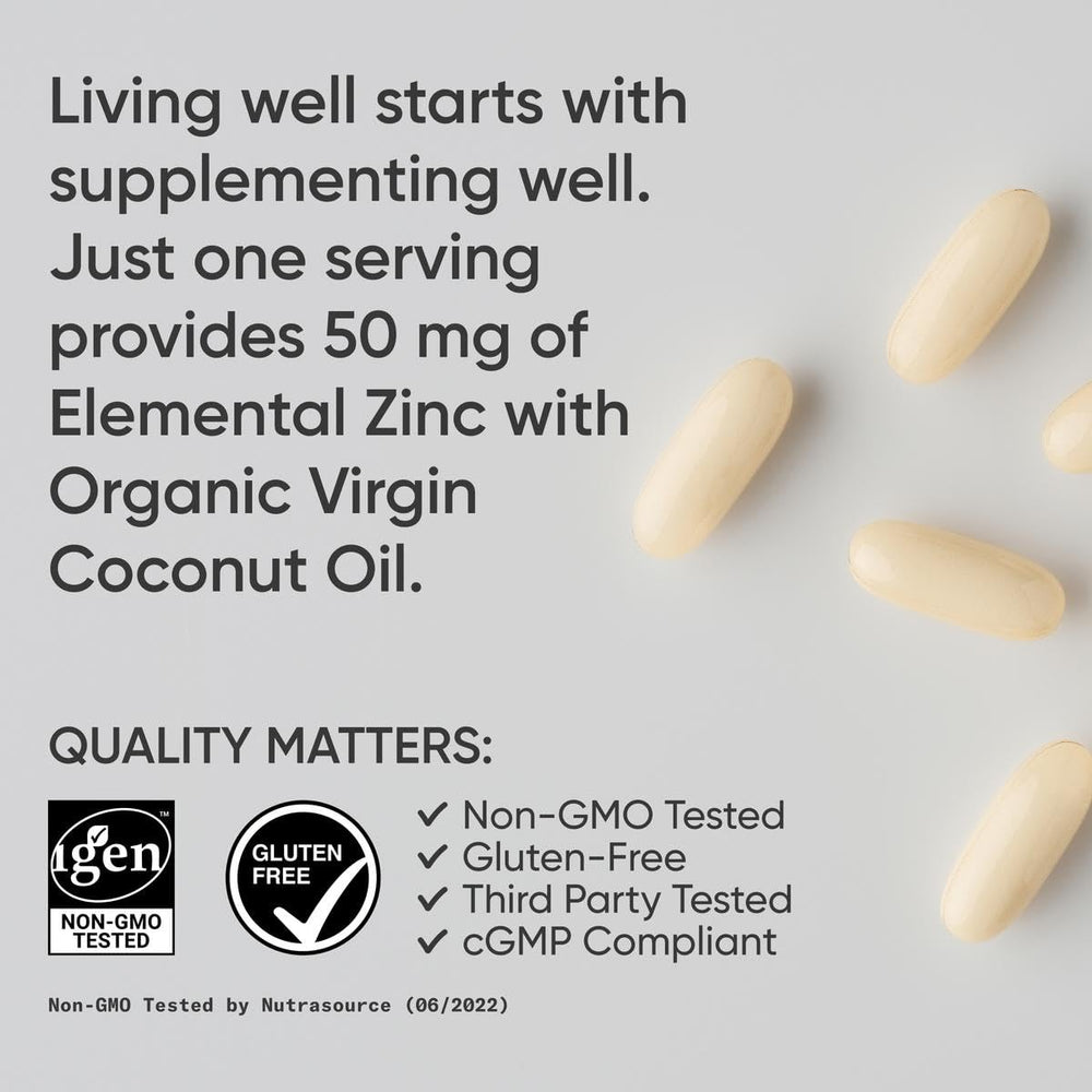 IGEN Non-GMO verification seal on zinc supplement packaging
