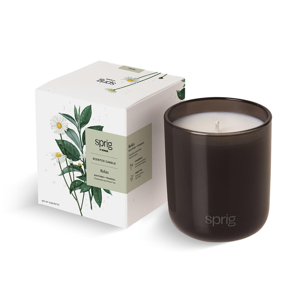 Sprig by Kohler Relax candle Chamomile and Green Tea in 8 oz jar