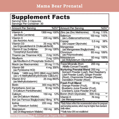 Product packaging and capsules displaying easy-to-digest prenatal formula
