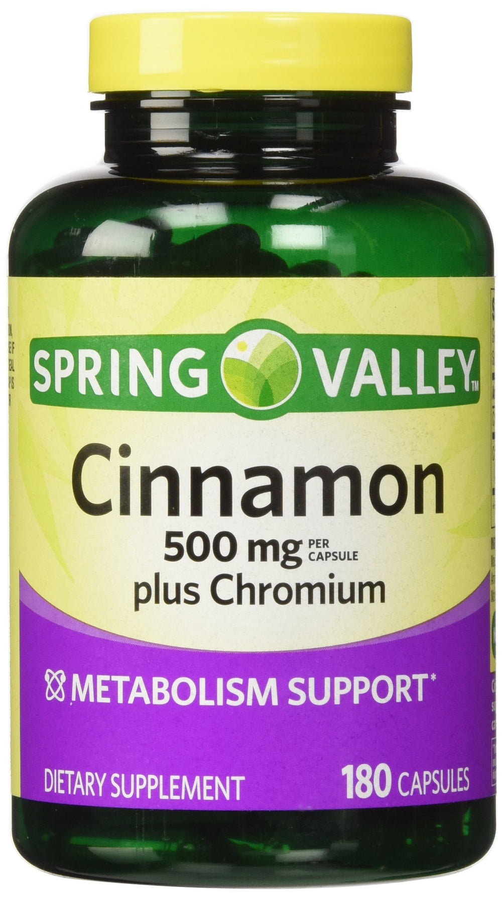 Front view of Spring Valley Cinnamon 500mg + Chromium Twin Pack