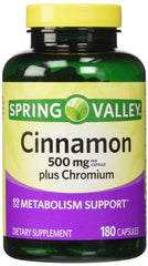 Front view of Spring Valley Cinnamon 500mg + Chromium Twin Pack