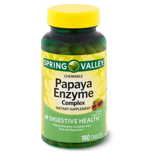 Front view of Spring Valley Papaya Enzyme Complex Tablets bottle