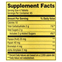 Papaya-flavored chewable enzyme tablets