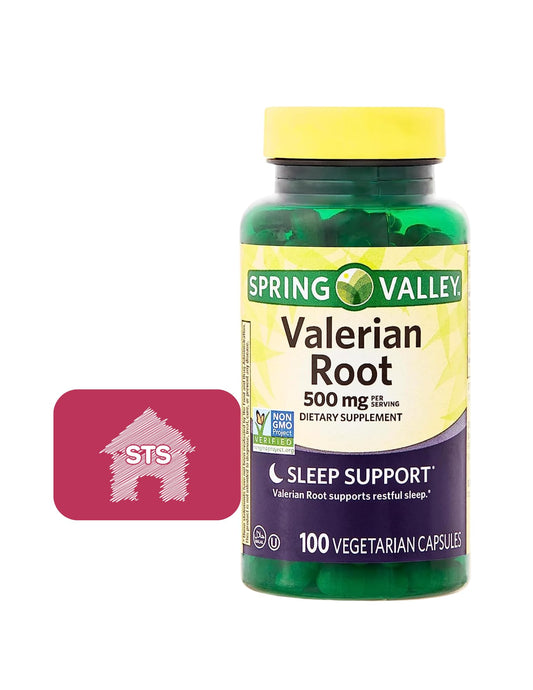 Bottle of Spring Valley Valerian Root Capsules 500 mg, 100 count