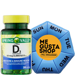 Front of Spring Valley Vitamin D3 bottle with 50 mcg (2,000 IU) per serving