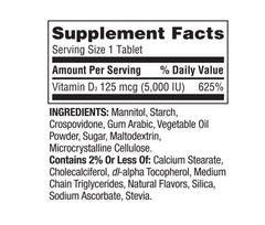 Close-up of vitamin D3 fast dissolve tablet with strawberry flavor