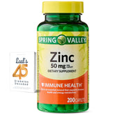Spring Valley Zinc 50 mg caplets bottle, 200-count
