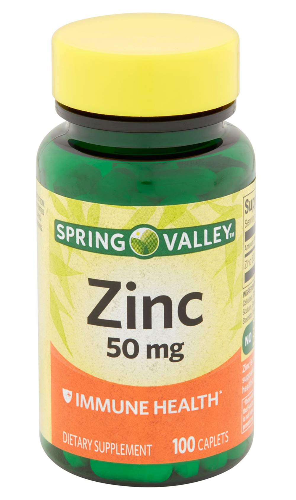 Side view of zinc tablets with 50 mg dosage