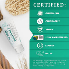 Icons for vegan, cruelty-free, halal and kosher certifications