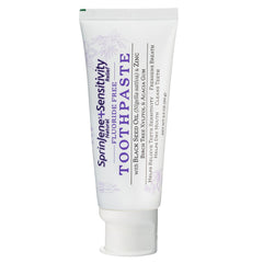 Front view of SprinJene Fluoride Free Toothpaste packaging