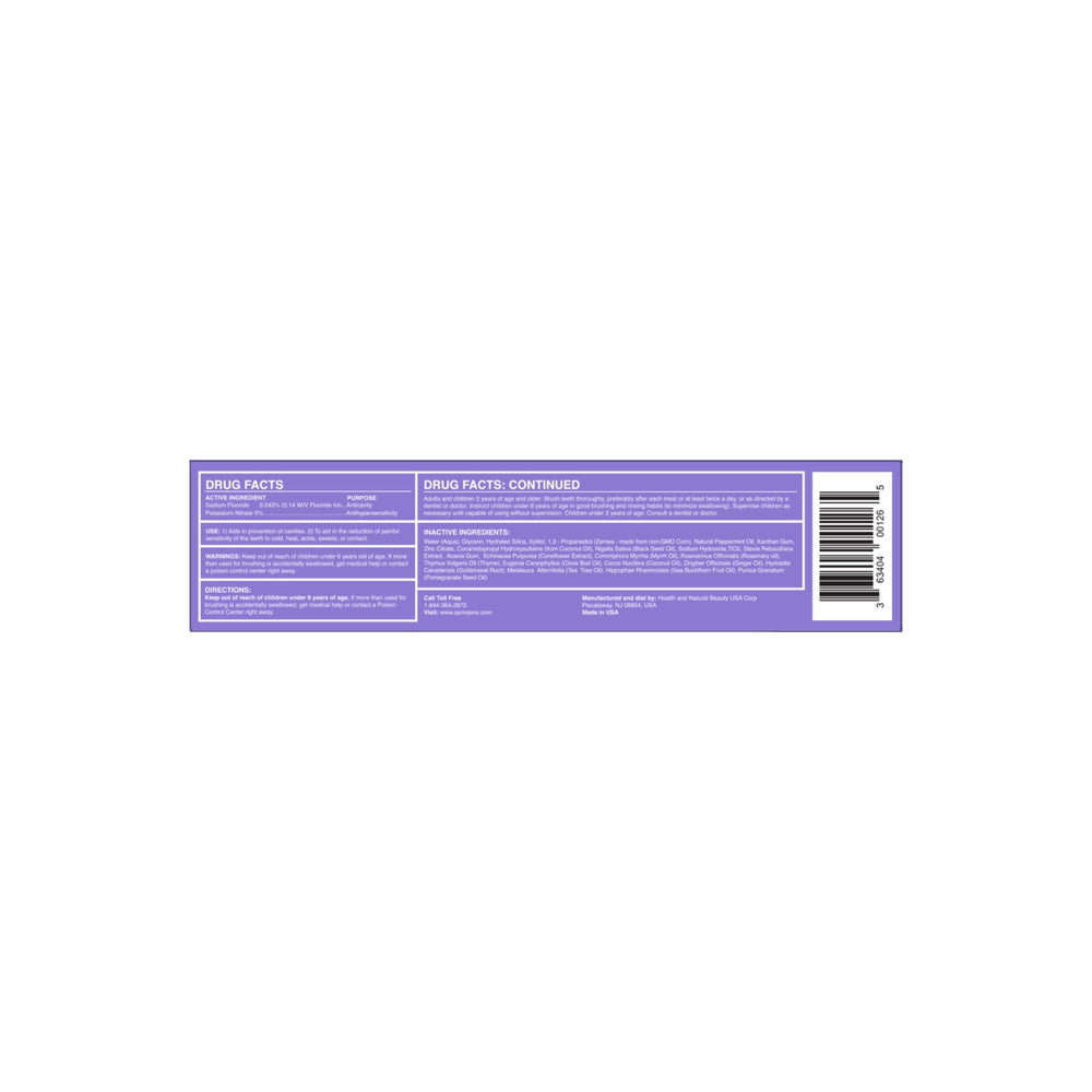 SprinJene natural toothpaste box with 4 tubes