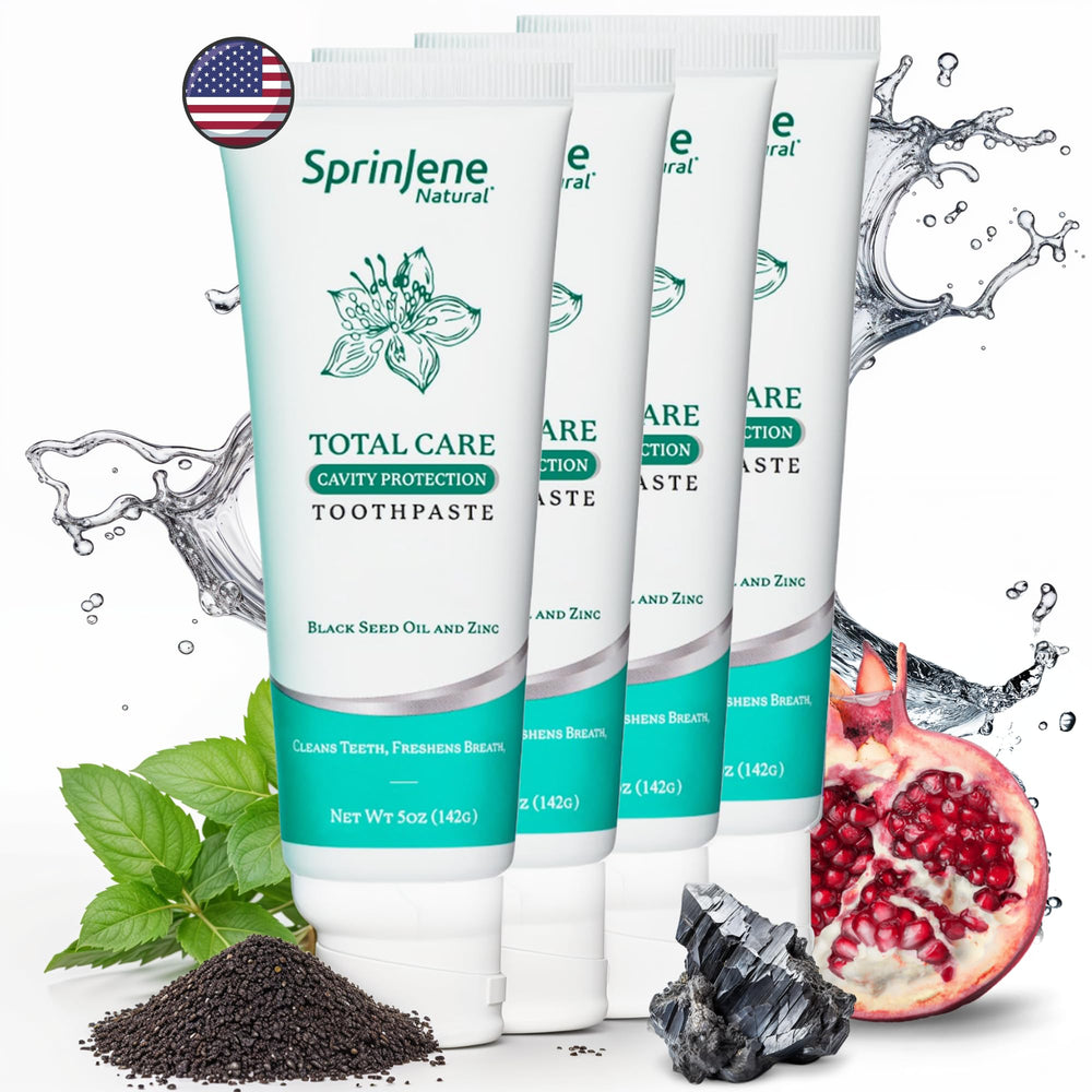SprinJene Natural Total Care Toothpaste 4-pack packaging