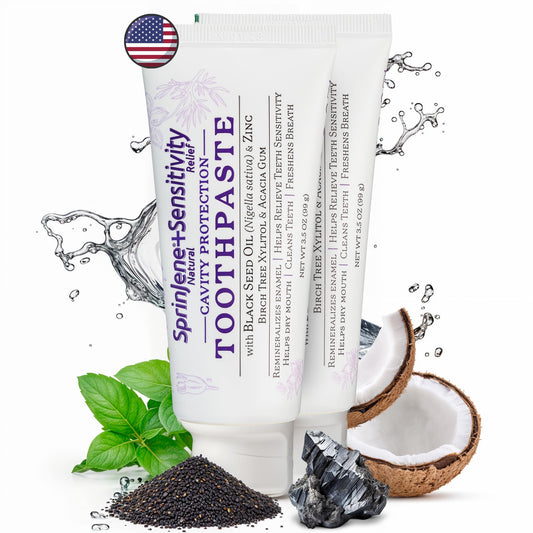 SprinJene Natural Sensitivity Relief Toothpaste 2-pack on white background