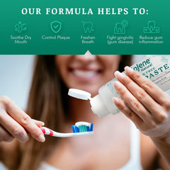 Back packaging showing product details of SprinJene toothpaste 4-pack