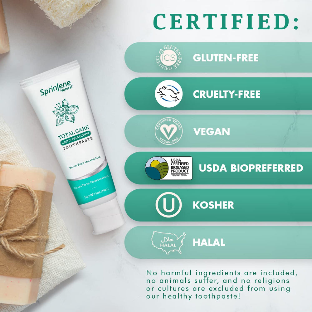 Vegan, cruelty-free, halal and kosher certified toothpaste
