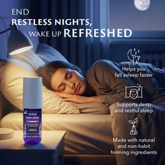 Spritzing the pillow and linens with lavender sleep spray