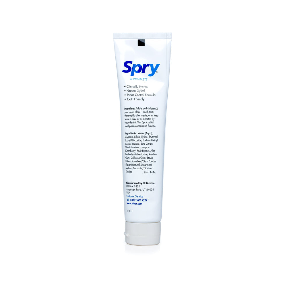 Label of Spry Natural Xylitol Toothpaste 5oz