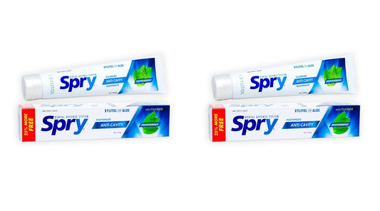 Spry Natural Xylitol Toothpaste 5oz Pack of 2, peppermint flavor, adults and kids