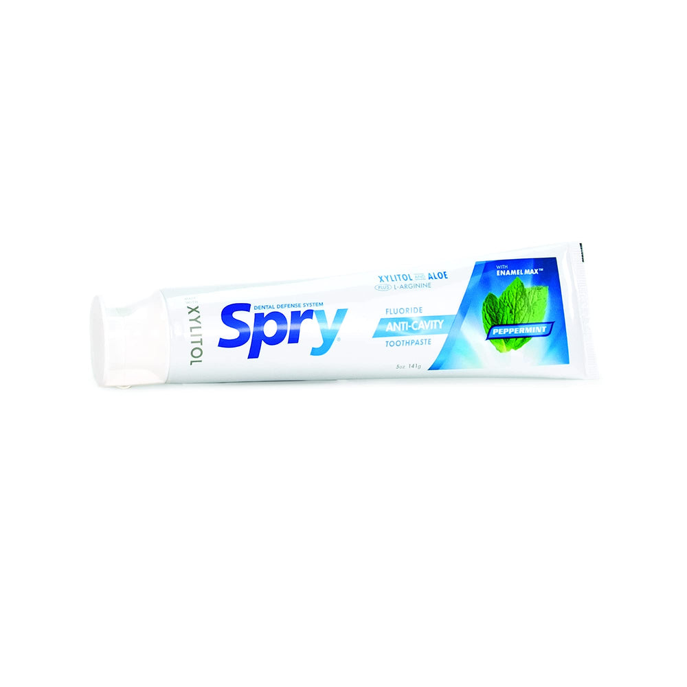 Spry toothpaste box and tube on display
