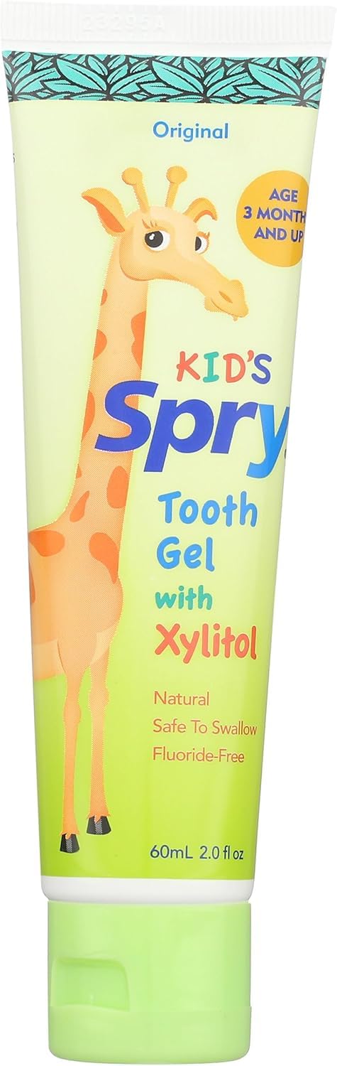 Spry natural xylitol toothpaste for babies, toddlers and kids (2 oz) with fluoride-free formula