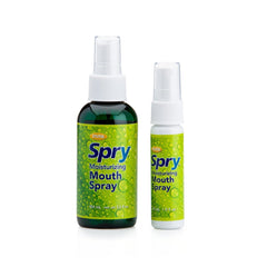 Back packaging with directions and ingredients for Spry spray.
