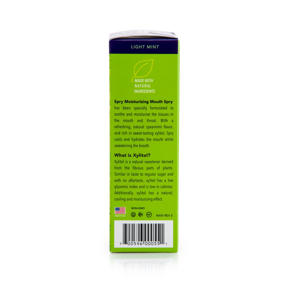 Spray being applied in mouth for dry mouth relief