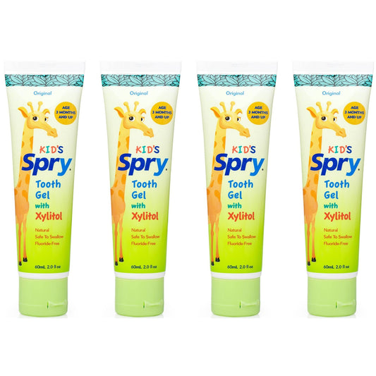 Spry Natural Xylitol Toothpaste for Babies, Toddlers and Kids - 4 Pack, 2 oz each