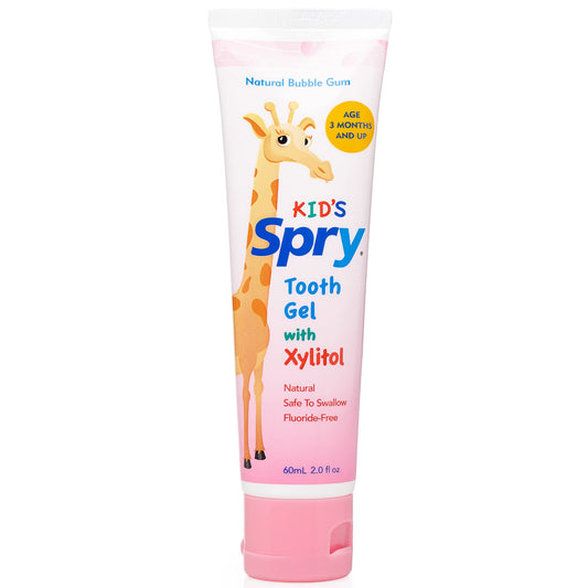 Spry Natural Xylitol Toothpaste Bubble Gum flavor for babies, toddlers and kids, 2 oz tube